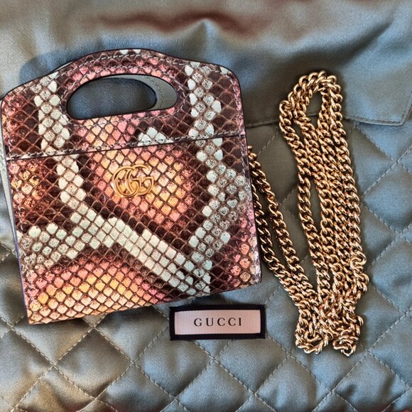 GUCCI Double G Python Marmont Top Handle Card Case wallet Crossbody evening bag - Picture 6 of 13
